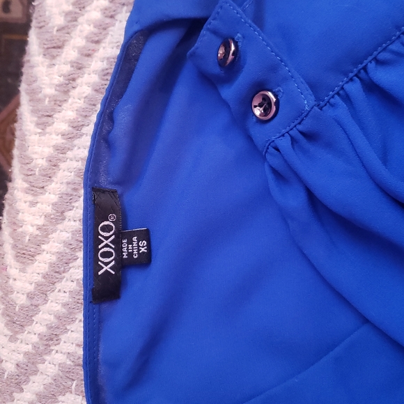 XOXO Banded-Waist Cocktail Dress, Royal Blue, XS - Picture 8 of 8